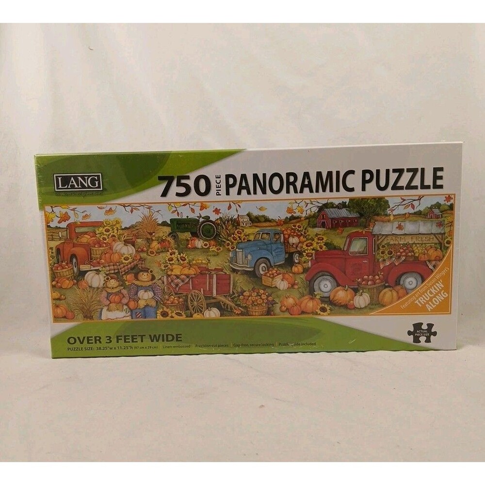 Lang 750 Piece Panoramic Jigsaw Puzzle-"Harvest Truck"-Autumn/Fall-NEW/SEALED!